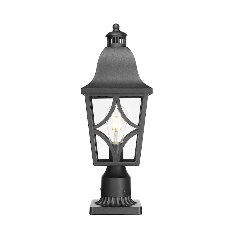 16" Elegant Matte Black Outdoor Wall Lantern with Clear Glass - Waterproof Sconce for House, Garage, and Front Door Lighting