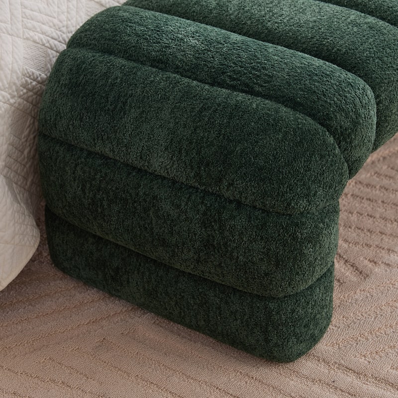 69.7"Wide Modern Upholstered Armless Bed Bench,Channel Tufted Couch Daybed Chaise,Chenille Ottoman Foot Stool