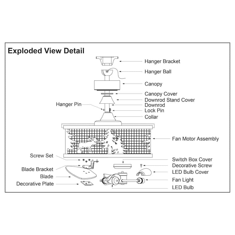 Bellevue Brody 21" 3 Blade LED Indoor Ceiling Fan with Remote Control