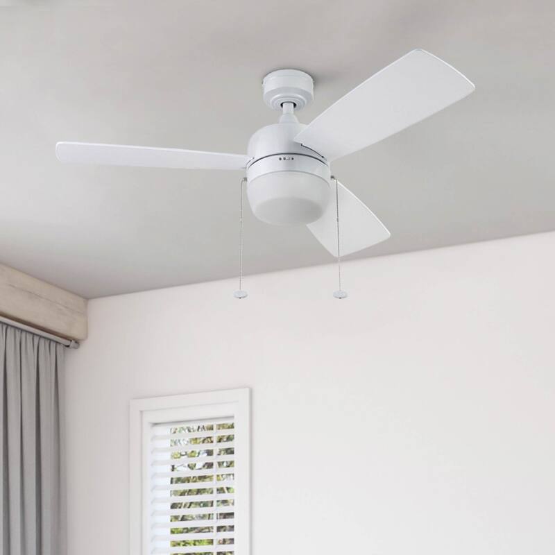 44" Honeywell Barcadero Matte Black Contemporary Indoor LED Ceiling Fan with Light, Pull Chain