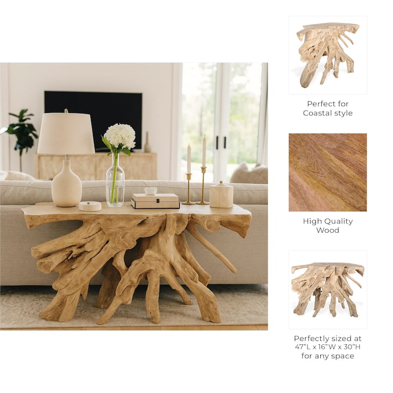 Abstract Wood Console Table for Entryway Statement Piece - 47", Brown - 47.0"