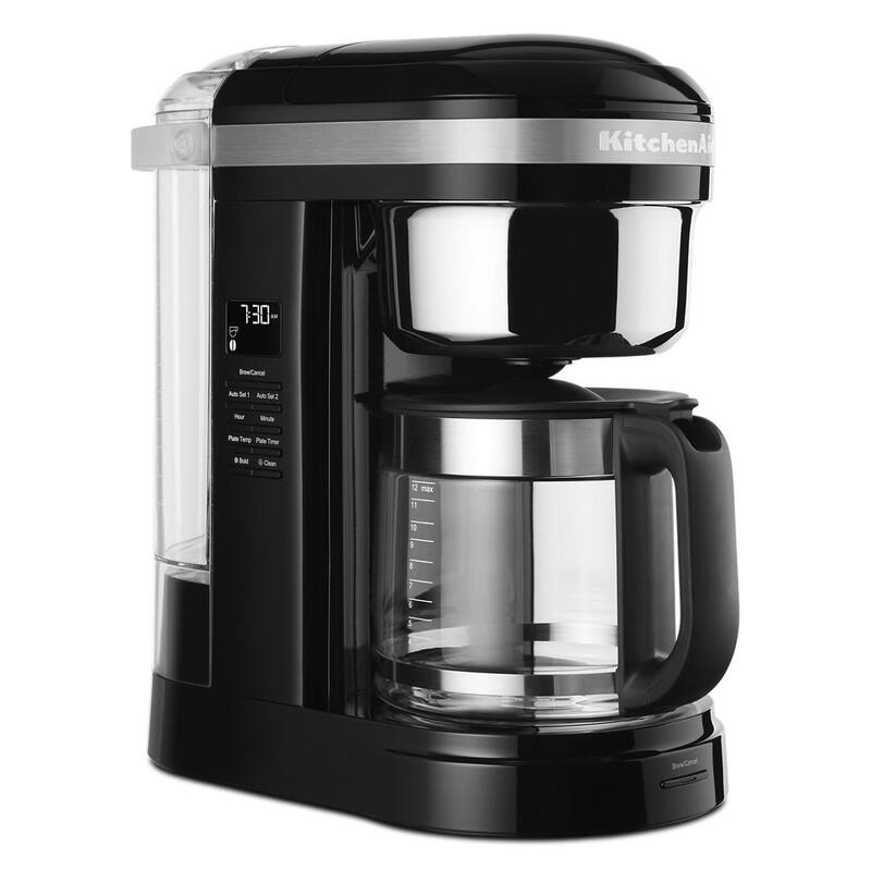 KitchenAid Refurbished 12 Cup Drip Coffee Maker with Spiral Showerhead and Programmable Warming Plate, RKCM1209OB