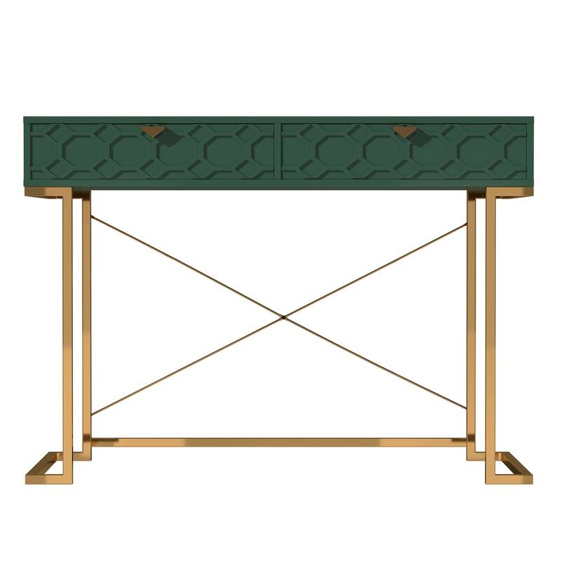 Clihome Glossy Home Office Writing Desk with Storage Drawers