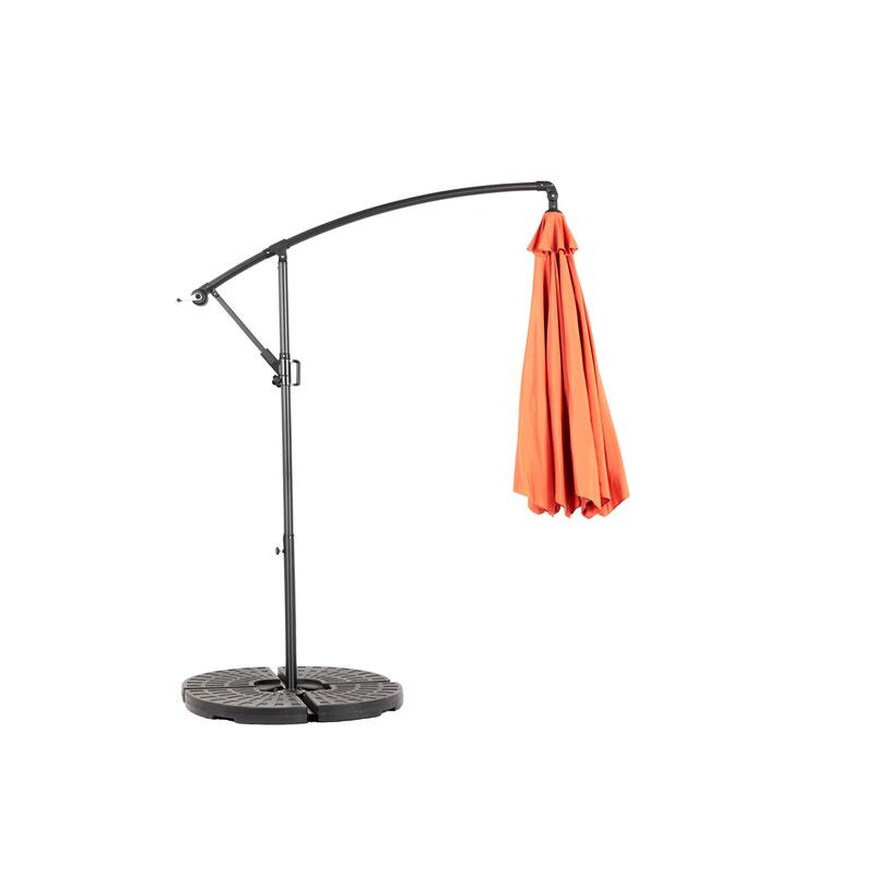10ft Offset Hanging Market Patio Umbrella w/Easy Tilt Adjustment, Polyester Shade, 8 Ribs for Backyard, Poolside-(No Base)