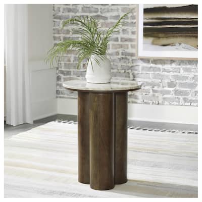 Signature Design by Ashley Henfield Beige/Brown Accent Table - 18" W x 18" D x 23.25" H
