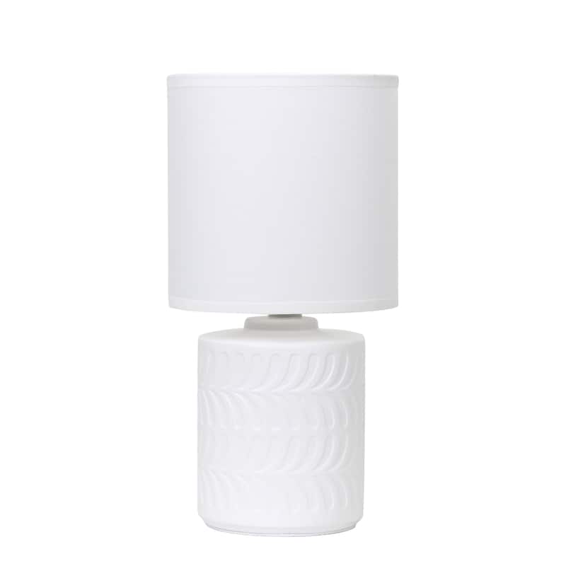 Modern Textured Ceramic Table Lamp with Fabric Drum Shade Compact Accent Lighting Multiple Colors