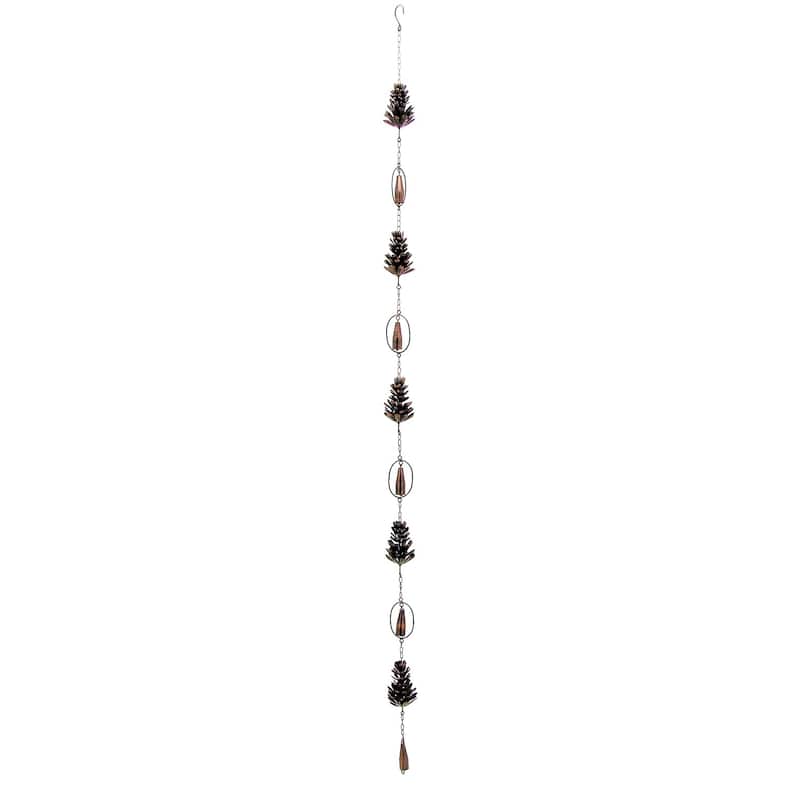 72" Long Antique Bronze Hanging Pinecone Rain Chain