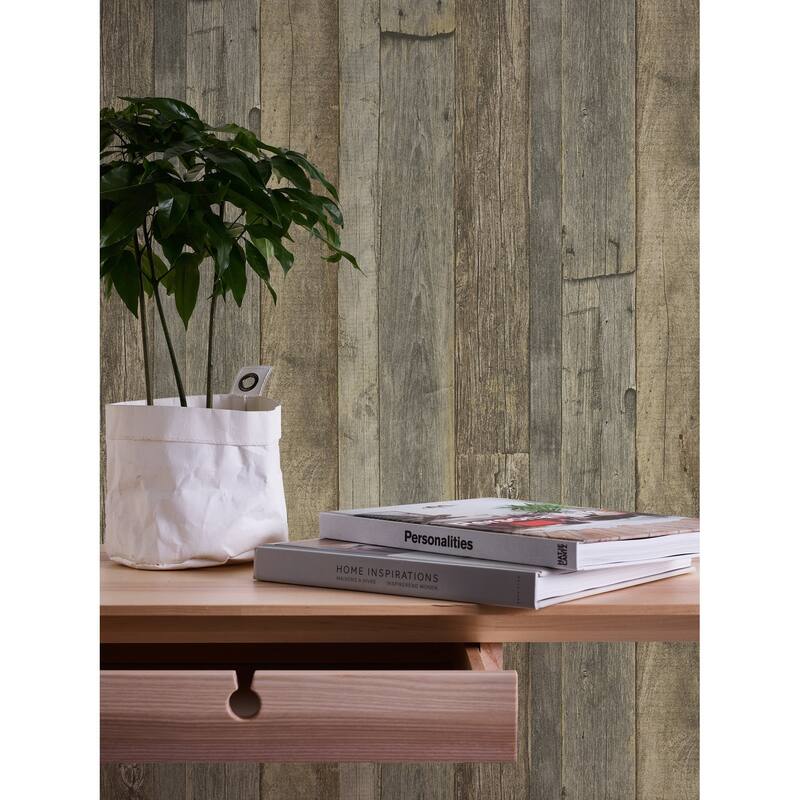 Galerie Wallcoverings Woods and Wicker Collection Reclaimed Wood Effect Matte Finish Vinyl on Non-woven Wallpaper Roll