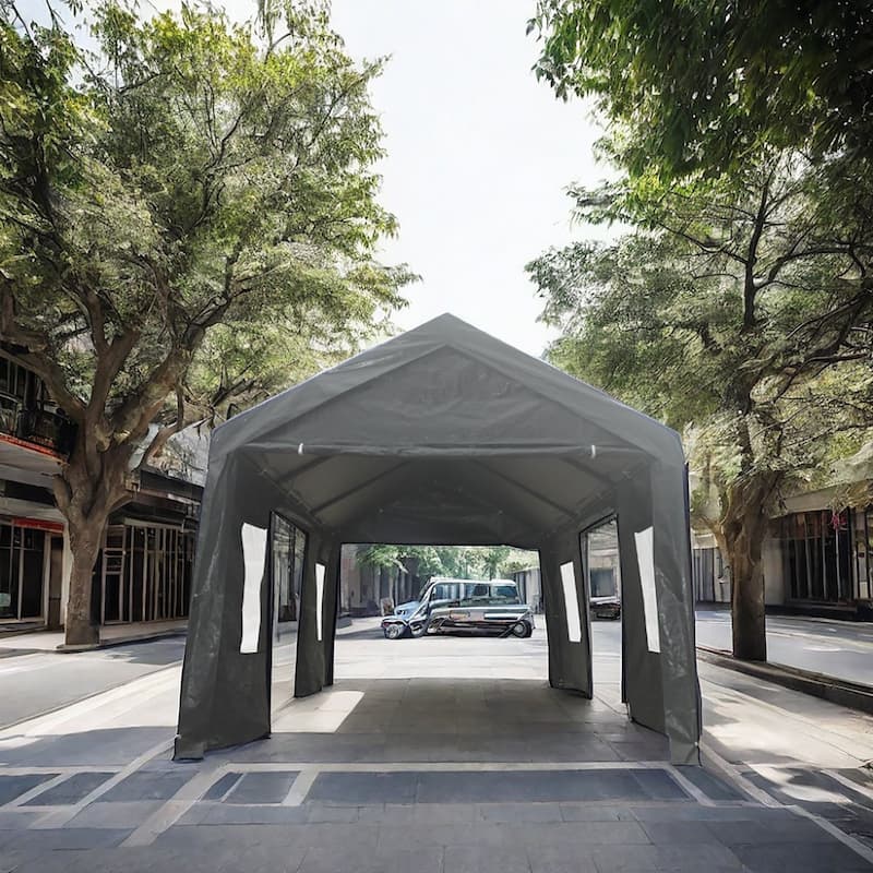 10 ft. W x 20 ft. D x 9.4 ft. H Iron Portable Carport - Grey