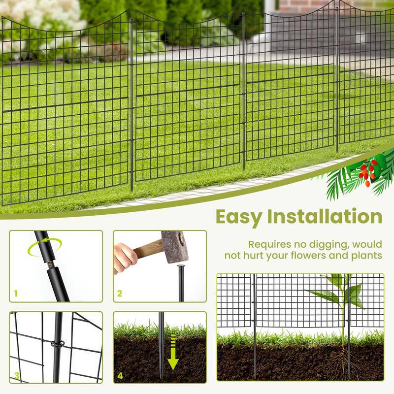 Costway 39'' Tall Outdoor Animal Barrier Decorative Garden Fence with - See Details