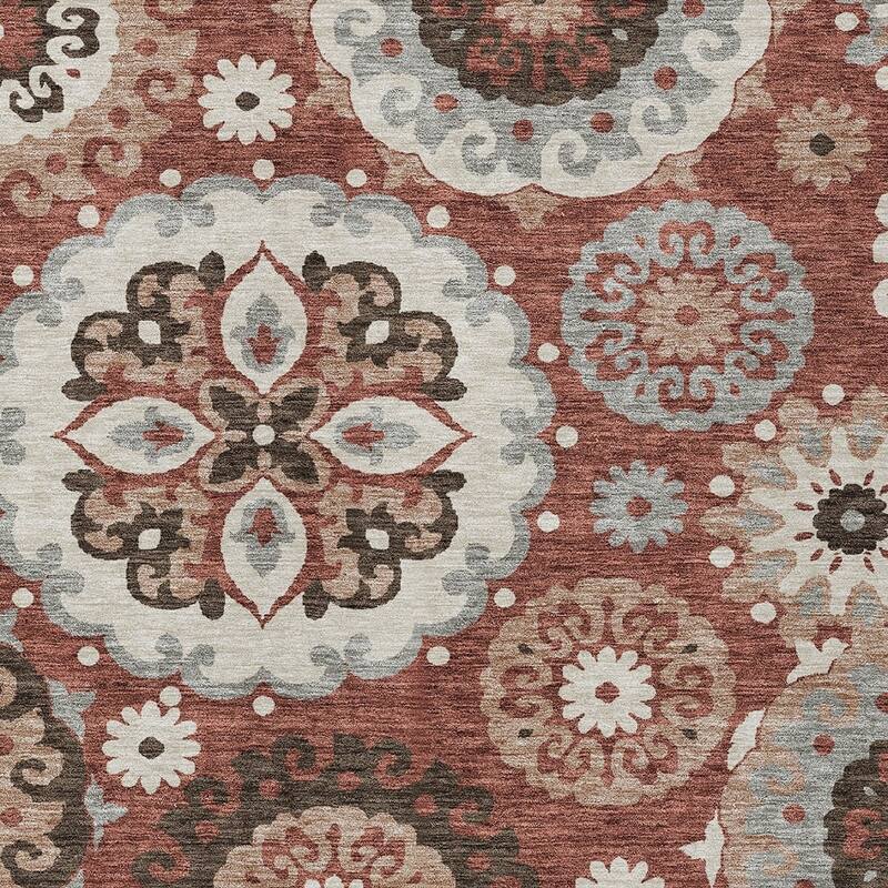 HomeRoots Floral Medallion Transitional Rectangle Outdoor Rug