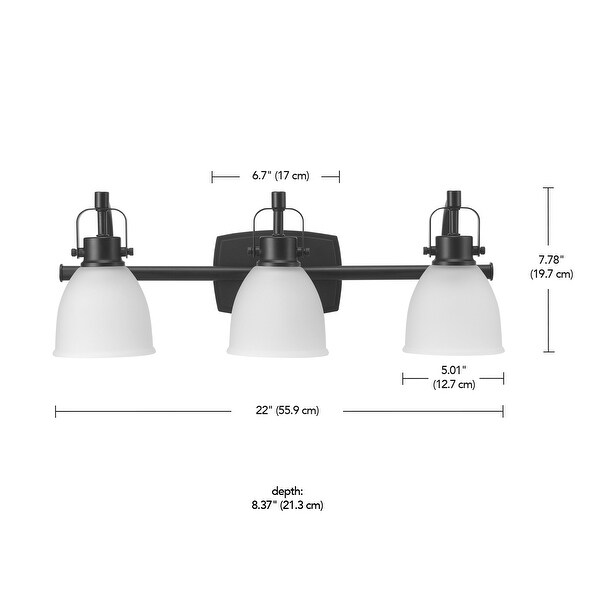 Gilroy 3 Light Matte Black 25W Integrated LED Vanity Light with