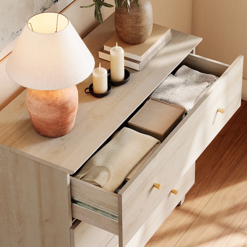 WAMPAT Dresser with 3 Drawers, 35.4" Wide Chest of Drawer for Bedroom