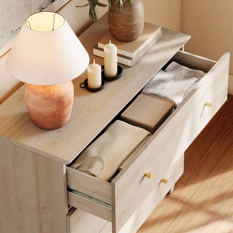 Wood Dresser with 3 Wide Drawers for Bedroom, Kids Room