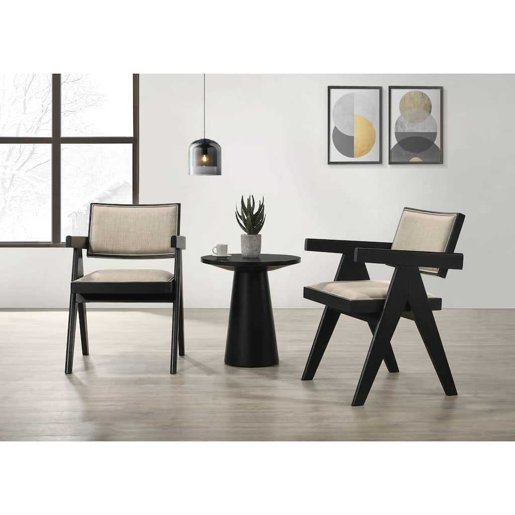 21"W 3-Piece Ebony Black Arm Chairs and Console Table Set with Pedestal Base