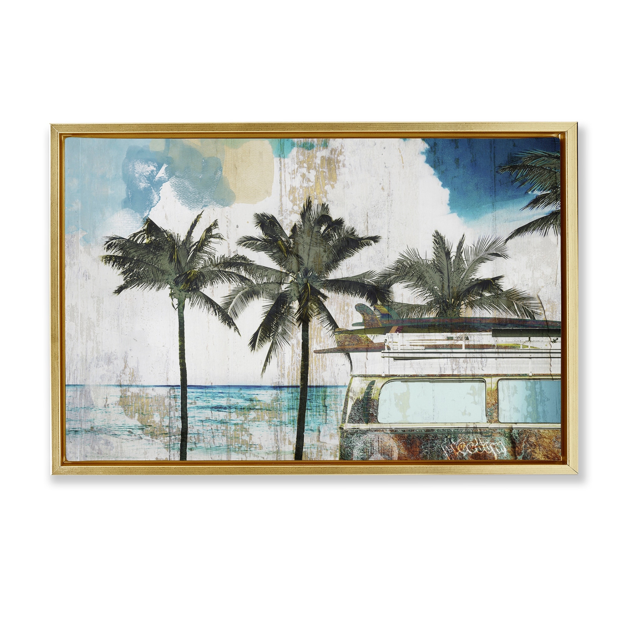 Stupell Beach Day Retro Vacation Framed Floater Canvas Wall Art Design By Sasha