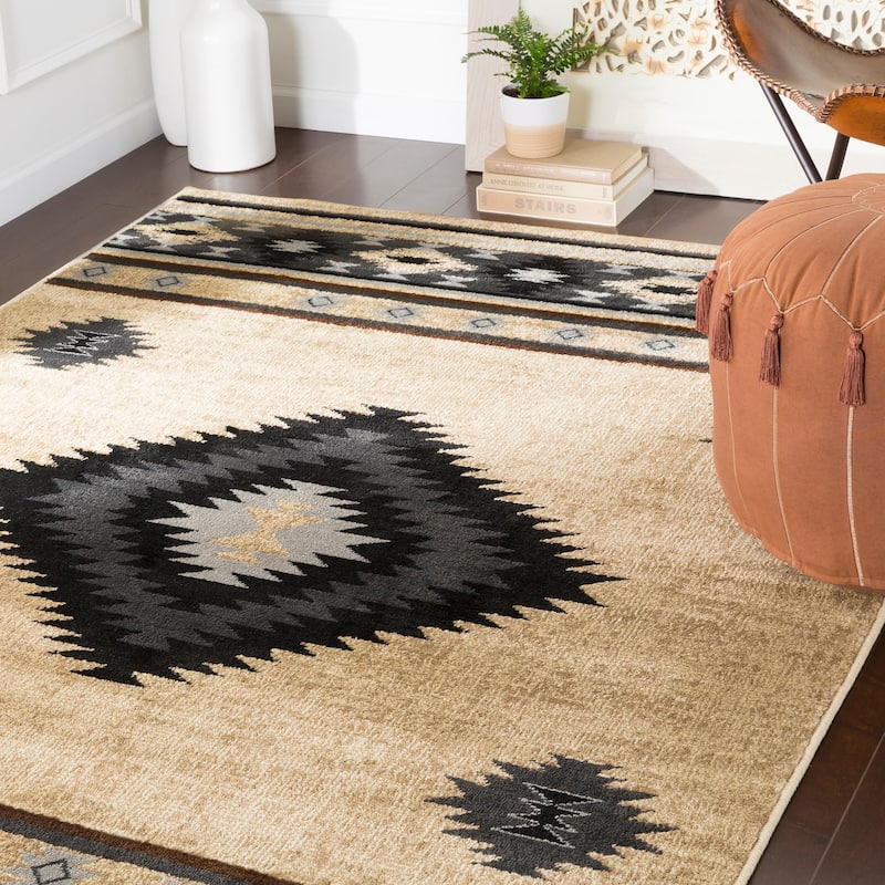 Livabliss Nurzhan Southwestern Area Rug - Black/Tan - 7'9" x 11'2"