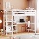 preview thumbnail 3 of 25, Twin Size Wooden Loft Bed with Shelves, Desk and Writing Board, White