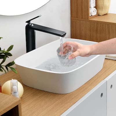 BATHLET Single Hole Single Handle Vessel Sink Faucet in Matte Black