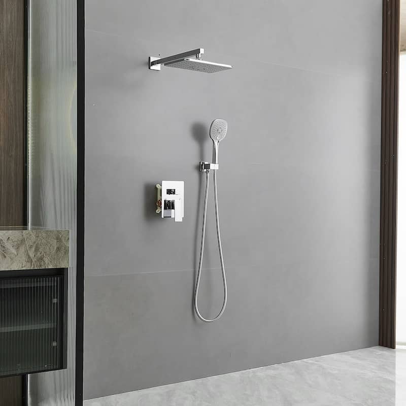 WIZ Single Handle Wall Mount Shower Head with Hand Shower Faucet
