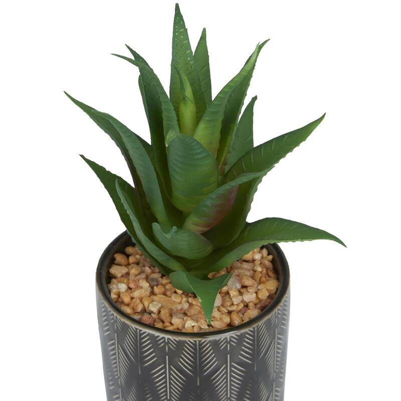Faux Foliage Succulent Artificial Plant with Realistic Leaves and Patterned Pot - Set of 4 Green - Roche River Decor