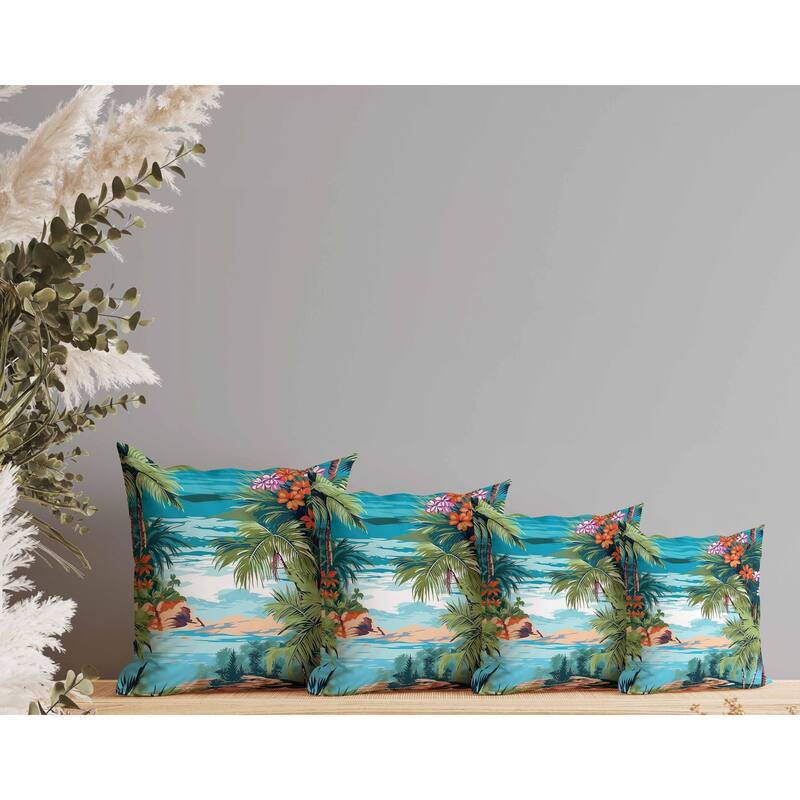 Oceanic Opulence Faux Suede Reversible Throw Pillow Blue and Multi