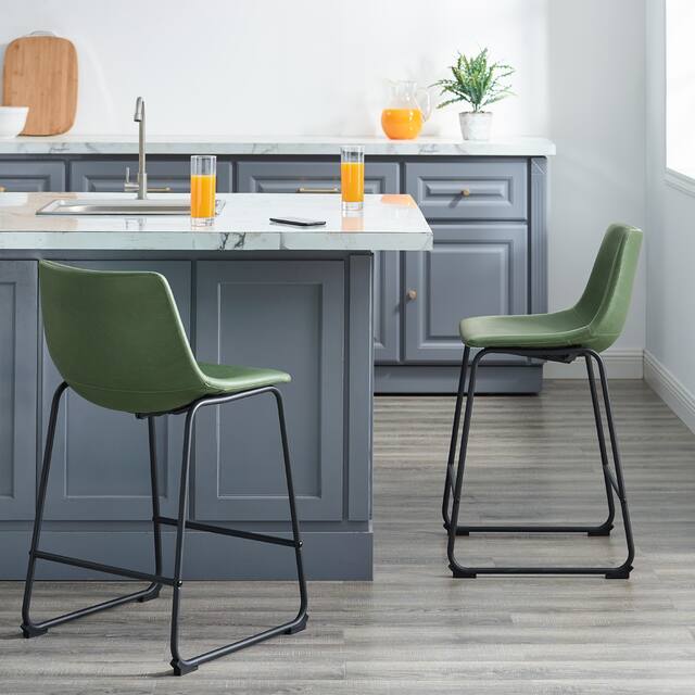 Middlebrook Prusiner 24-inch Faux Leather Counter Stool, Set of 2