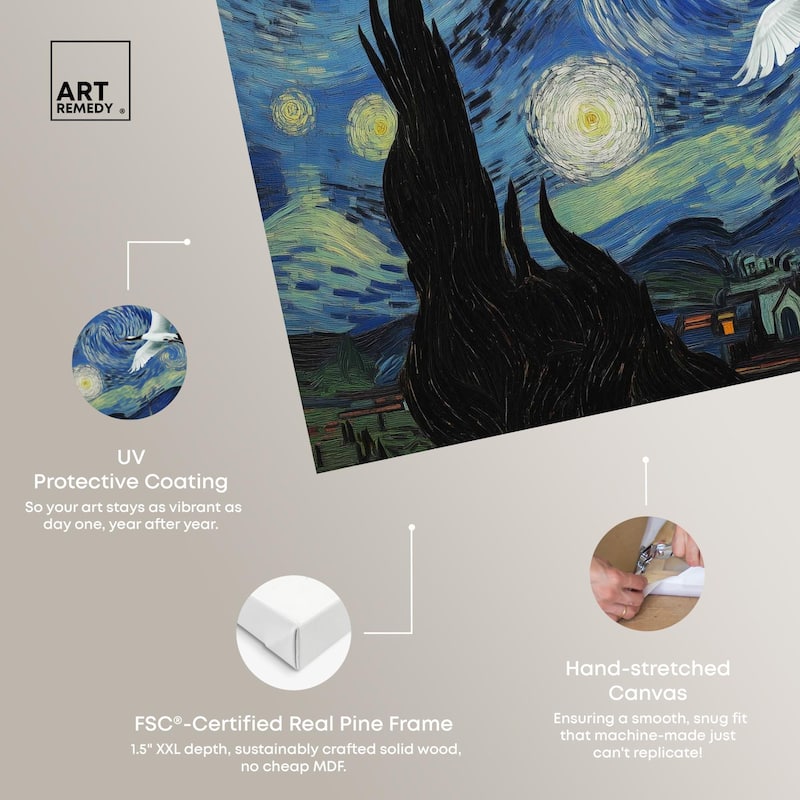 Crane Starry Night Canvas by Art Remedy, Gallery Wrapped