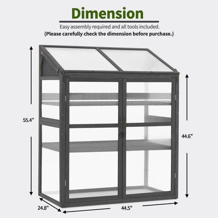 MCombo Cold Frame Greenhouse with Adjustable Shelves, Solid Wood 1344