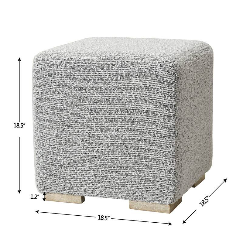 KINWELL 18.5" W Square Boucle Upholstered Ottoman Entryway Footstool