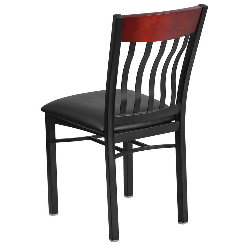 Vertical Back Metal and Wood Restaurant Chair (Set of 2) - 17"W x 24.5"D x 35.75"H