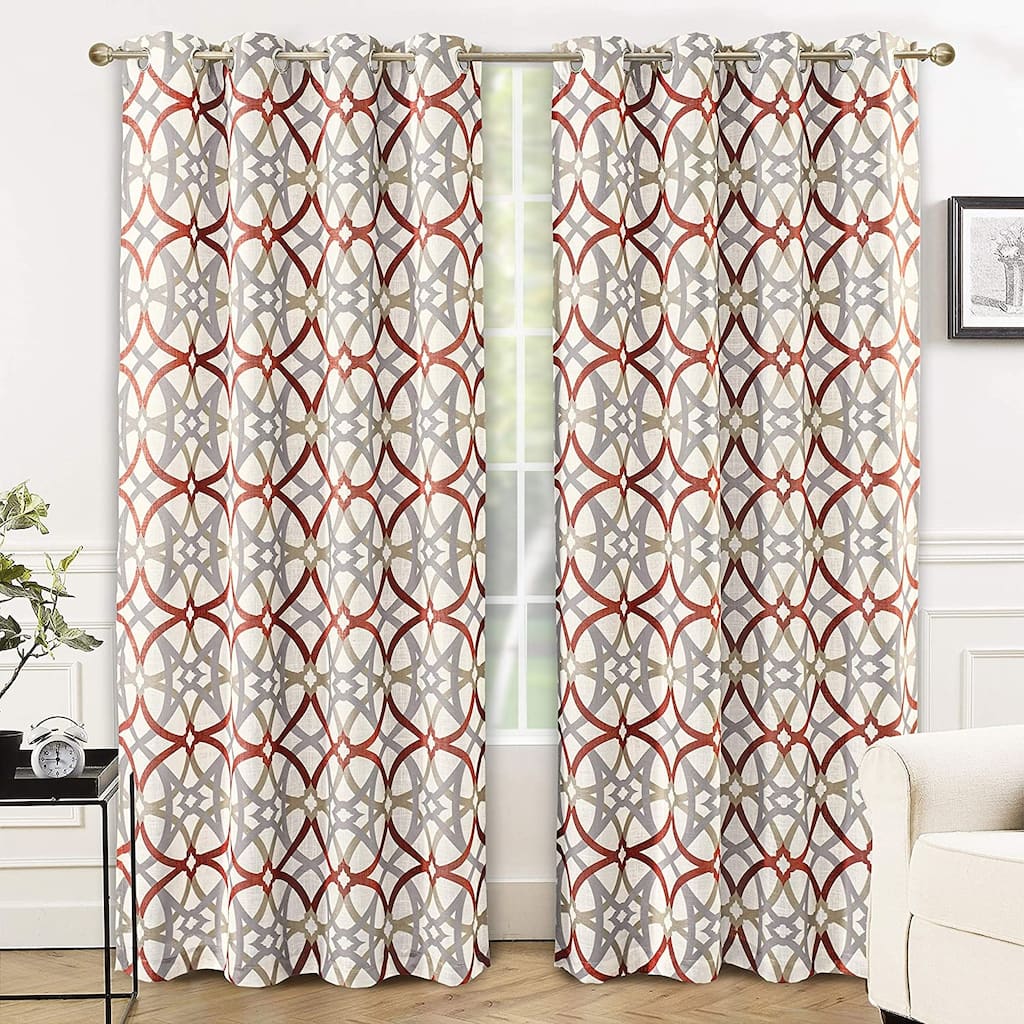 DriftAway Alexander Linen Blend Thermal Blackout Grommet Lined Window Curtains - 52"Width X 84 "Length