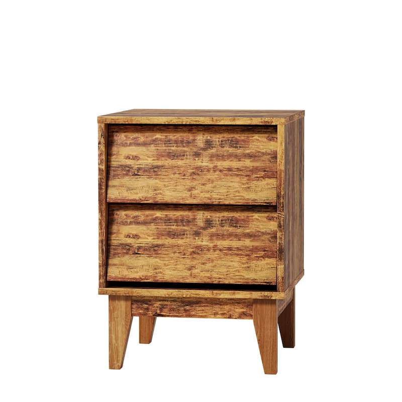 GDF Studio - Mid-Century Modern Nightstand Set with Vintage Bevel Design