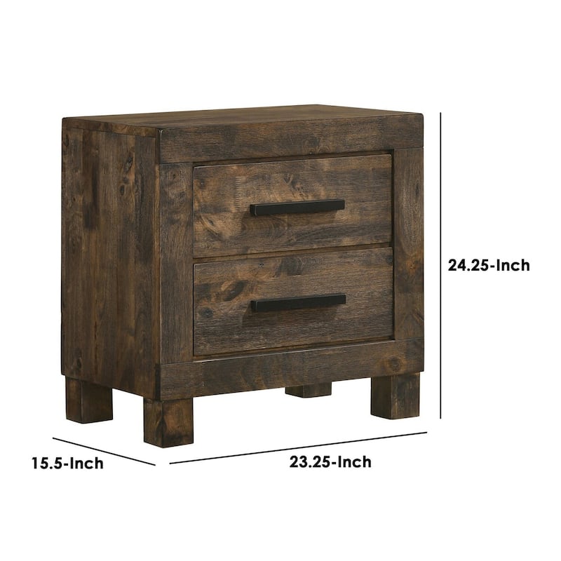 Brown 2 Drawer 23.25 in. W Nightstand with Sturdy Hardware and Ample Storage
