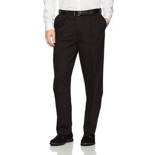 Shop Savane Black Mens Size 44x28 Comfort Waist Flat Front Dress Pants Overstock 27114456