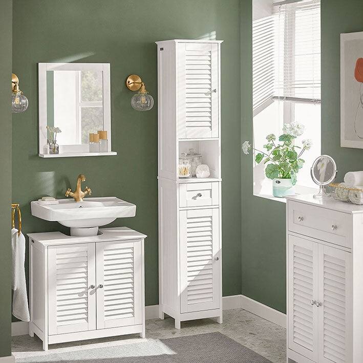 Haotian FRG236-W, Bathroom Tall Cabinet Storage Shelf