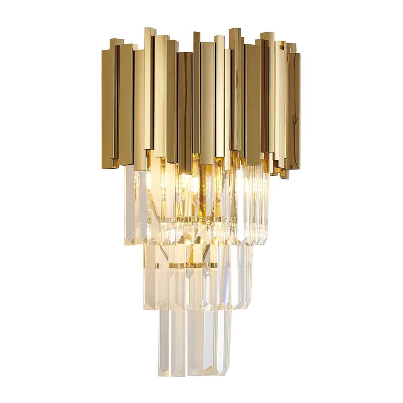 Gold Metal Wall Sconce With Crystal Drops