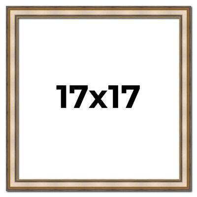 17x17 Frame Gold Solid Wood Shadow Box Width 1.5 Inches | Interior Frame Depth 2 3/8 Inches