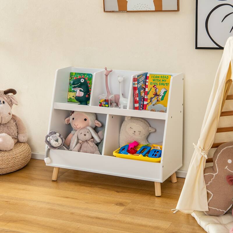 Costway 5-Cube Kids Bookshelf and Toy Organizer Wooden Storage - See Details