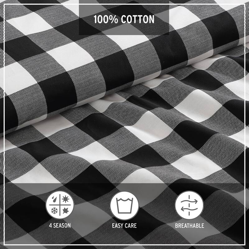 Eddie Bauer Mountain Plaid Black/White Cotton Comforter Set