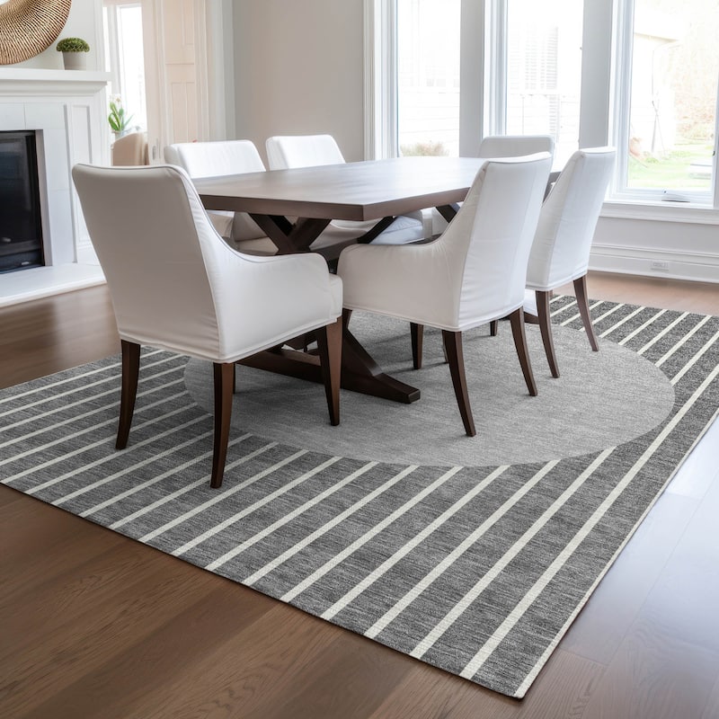 Machine Washable Indoor/ Outdoor Modern Sunrise Chantille Rug