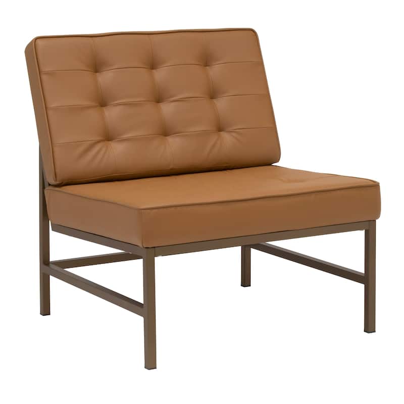 Studio Designs Home Ashlar Metal and Tufted Blended Leather Armless Accent Chair