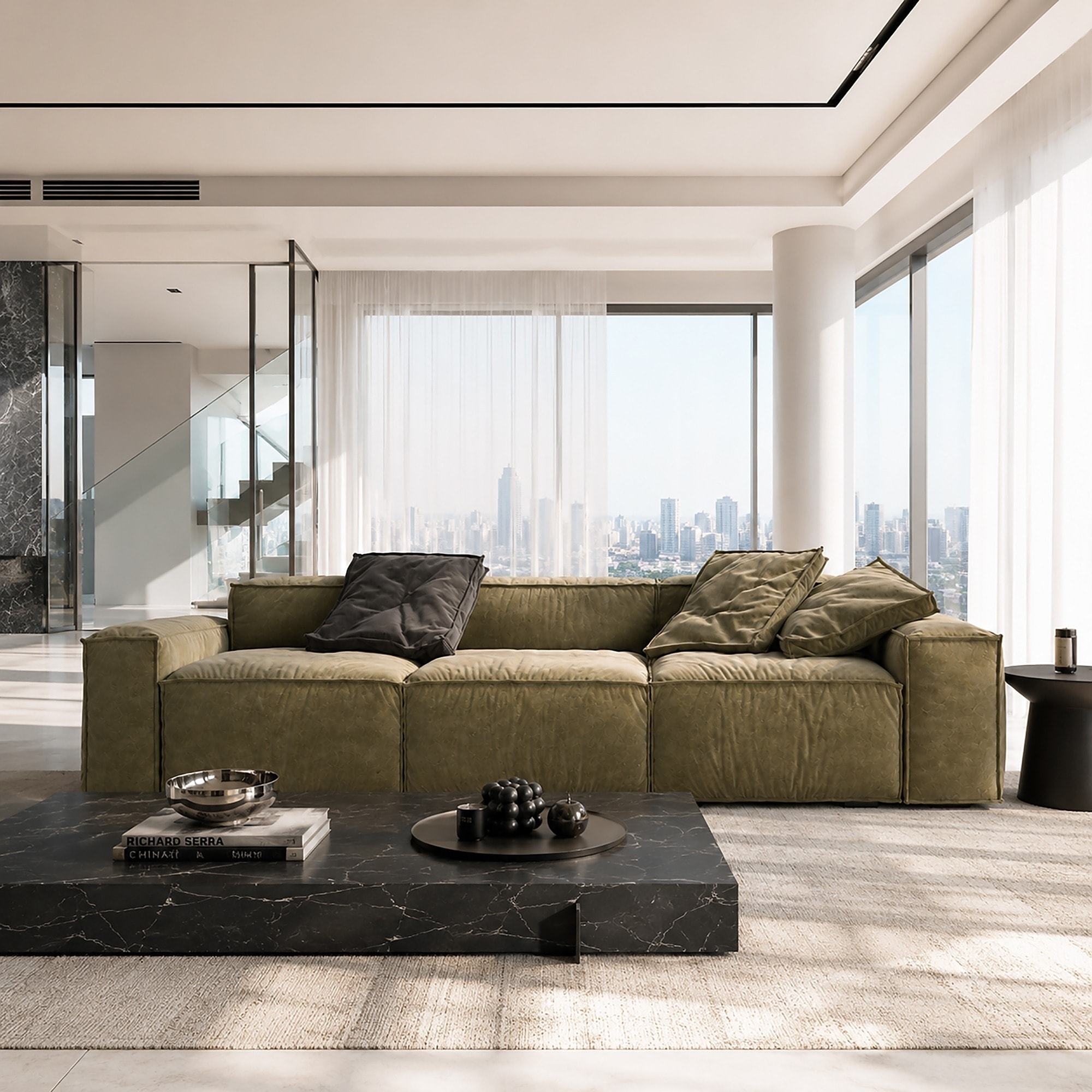 Modular Sectional Sofa, Oversized Velvet Sofa with Deep Seat for Modern Living Room, 110 Inch