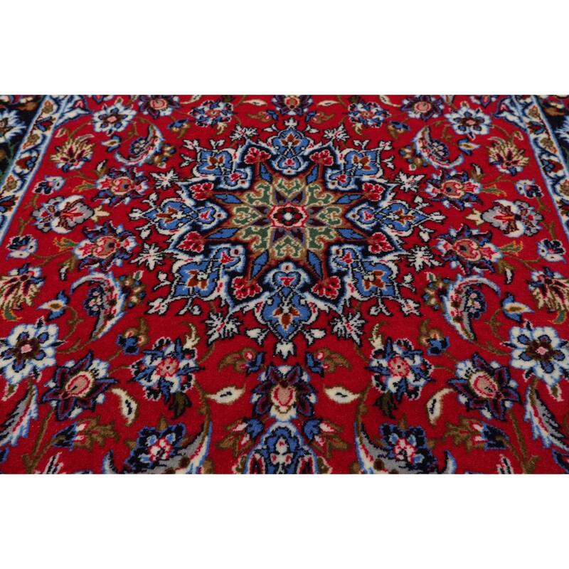 2'3''x3'5'' Hand Knotted Wool Red Isfahan Traditional 300 KPSI Rug - 2' 3'' x 3' 5''