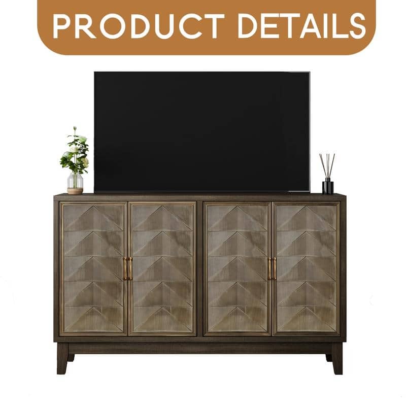 intage Sideboard Buffet Cabinet with Storage, Large Accent Cabinet Sideboard With 4 Doors, Storage Cabinet