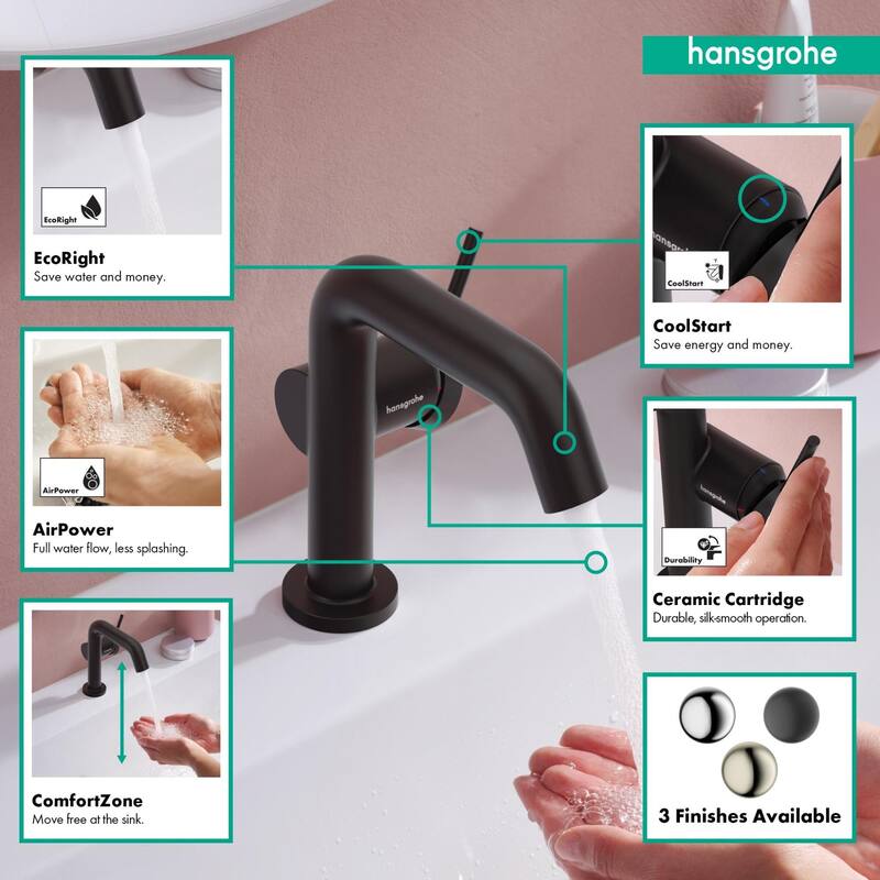 Hansgrohe 73321 Tecturis S 1.2 GPM Single Hole Bathroom Faucet