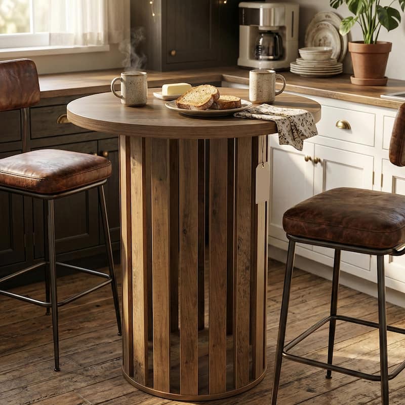 37.4 Inch High Round Bar Table, Bistro Pub Table for Home Bar, Dining Room, Party, Cocktail, Living Room