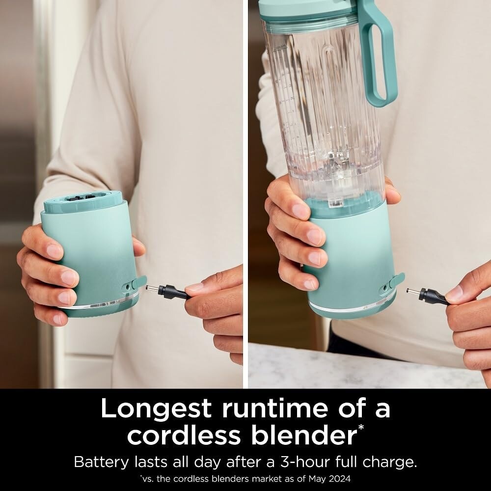 Ninja Blast Max Cordless Blender, Stainless Steel, 22oz, Sea Glass