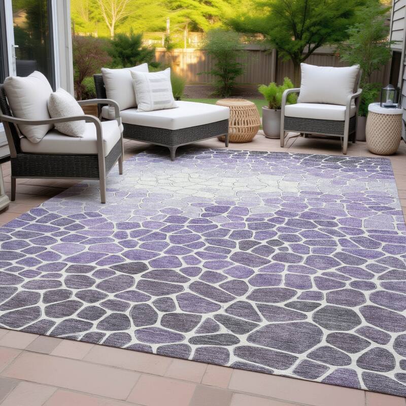 Machine Washable Indoor/Outdoor Contemporary Ombre Chantille Rug