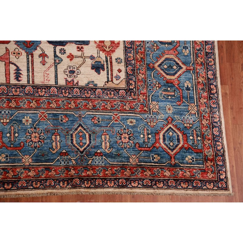 Hand Knotted Oriental 100% Wool Carpet Traditional All-Over Beige & Ivories Ziegler Area Rug - 17' 4'' X 13' 1''